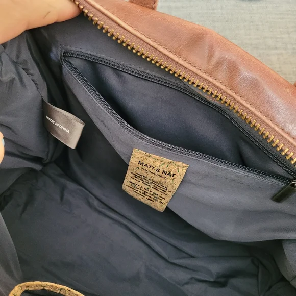 Matt & Nat Vegan Leather Brown Mitsuko Bowling Satchel and Crossbody Bag - Picture 9 of 16